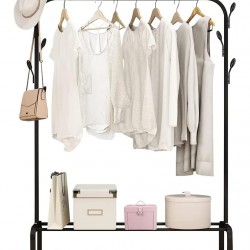 HOME USE κρεμάστρα δαπέδου HUH-0179, μεταλλική, 110x40x150cm, μαύρη