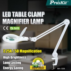 PROSKIT μεγεθυντικός φακός MA-1209LI με σφιγκτήρα, LED, 5D 2.25x, λευκός