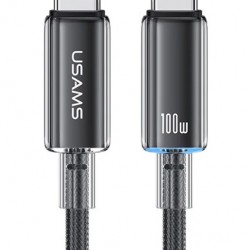USAMS καλώδιο USB-C σε USB-C US-SJ660, 100W, 480Mbps, 1.2m, μαύρο