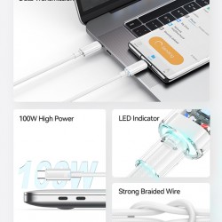 USAMS καλώδιο USB-C σε USB-C US-SJ660, 100W, 480Mbps, 1.2m, μαύρο