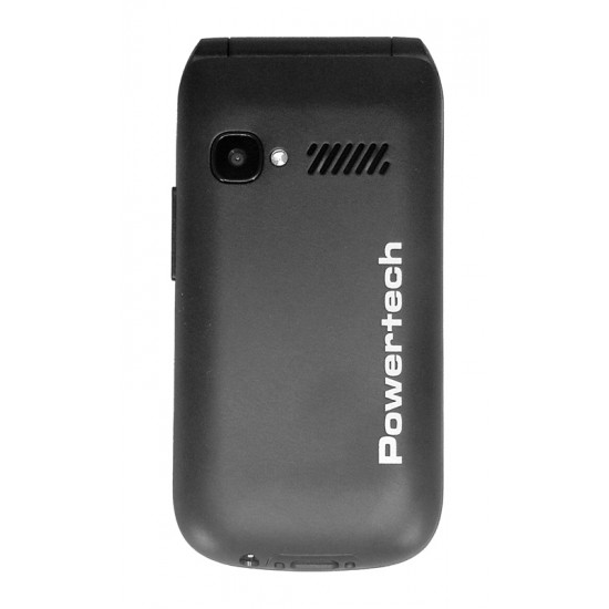 POWERTECH κινητό τηλέφωνο Milly Flip V2, 2.4", dual SIM, πλήκτρο SOS, μαύρο