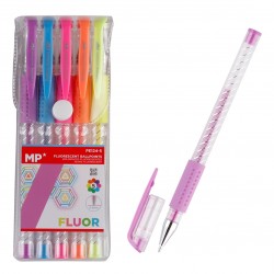 MP σετ στυλό fluorescent ballpoint PE124-5, 0.9mm, πολύχρωμα, 5τμχ
