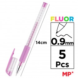 MP σετ στυλό fluorescent ballpoint PE124-5, 0.9mm, πολύχρωμα, 5τμχ