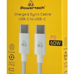 POWERTECH καλώδιο USB-C PTR-0183, 60W, 480Mbps, 1m, λευκό