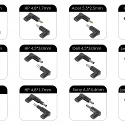 POWERTECH φορτιστής laptop PT-1256 με 12 βύσματα, USB-C PD, 90W, μαύρος