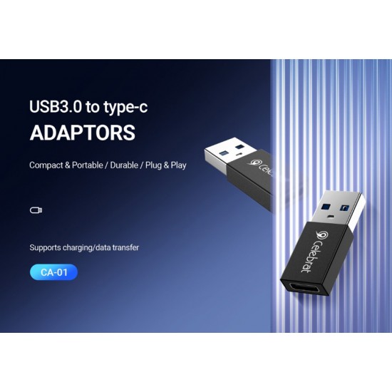 CELEBRAT αντάπτορας USB 3.0 σε USB-C CA-01, 3A, 5Gbps, μαύρος
