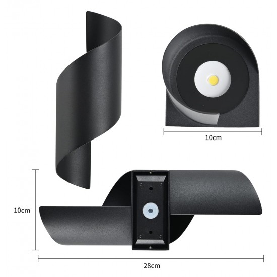POWERTECH LED φωτιστικό τοίχου HLL-0163, 10W, 4000K, 850lm, IP65, μαύρο