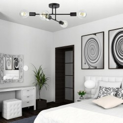 POWERTECH φωτιστικό οροφής HLL-0149, 4x E27, μεταλλικό, μαύρο