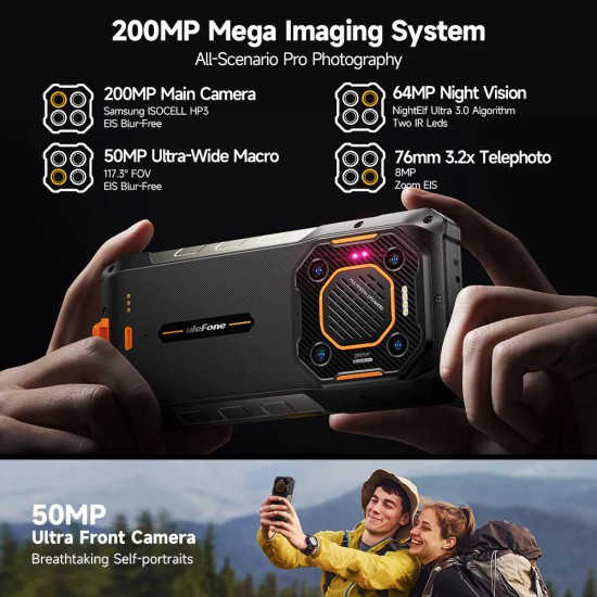 ULEFONE smartphone Armor 26 Ultra Walkie-Talkie, 6.78", 12/512GB, 5G, 15600mAh, IP68/IP69K, μαύρο