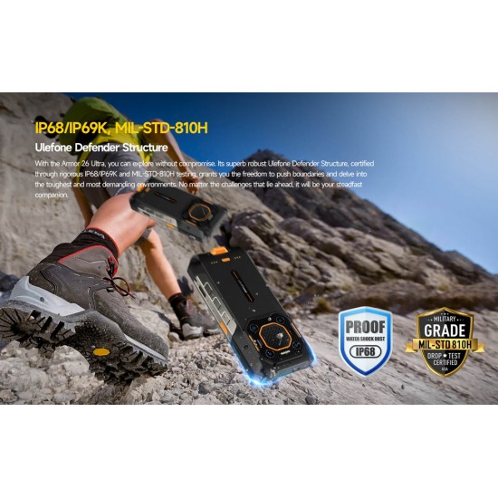 ULEFONE smartphone Armor 26 Ultra Walkie-Talkie, 6.78", 12/512GB, 5G, 15600mAh, IP68/IP69K, μαύρο