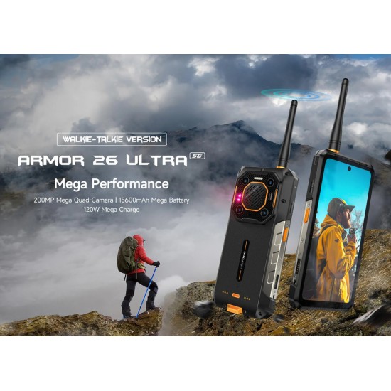 ULEFONE smartphone Armor 26 Ultra Walkie-Talkie, 6.78", 12/512GB, 5G, 15600mAh, IP68/IP69K, μαύρο