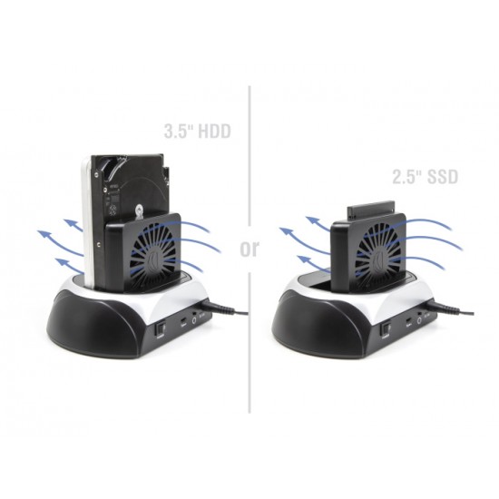 DELOCK docking station για M.2 NVMe/SATA ή 2.5"/3.5" SSD/HDD 64280, 10Gbps, μαύρο