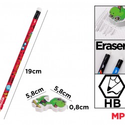 MP σετ ξύλινα μολύβια & γόμα Kid Skate PE356-03, εξάγωνα, HB, 5τμχ