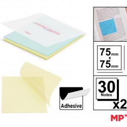 MP αυτοκόλλητα χαρτάκια σημειώσεων PN348-07, διάφανα, 75x75mm, 60τμχ