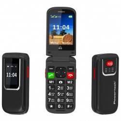 POWERTECH κινητό τηλέφωνο Sentry 4G Flip, 2.8/1.77", dual SIM, πλήκτρο SOS, μαύρο
