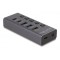 DELOCK USB hub 64248 με διακόπτες, 5x θυρών, 5Gbps, USB/USB-C σύνδεση, γκρι