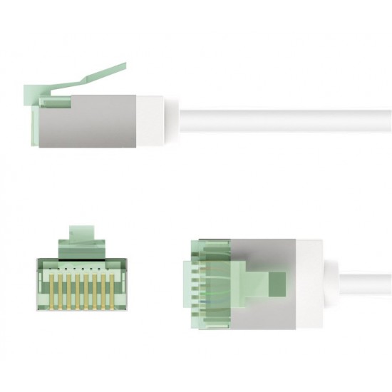GOOBAY καλώδιο δικτύου 74359, CAT 8.1 U/FTP, ultra slim, copper, 40Gbps, 0.50m, λευκό