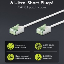 GOOBAY καλώδιο δικτύου 74360, CAT 8.1 U/FTP, ultra slim, copper, 40Gbps, 1m, λευκό