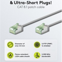 GOOBAY καλώδιο δικτύου 74346, CAT 8.1 U/FTP, ultra slim, copper, 40Gbps, 1m, γκρι