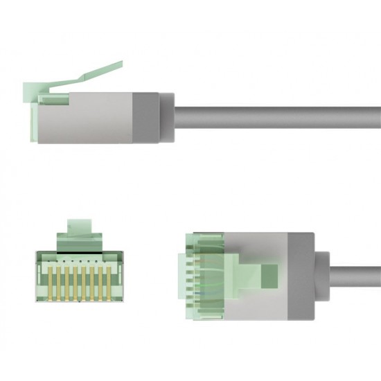 GOOBAY καλώδιο δικτύου 74347, CAT 8.1 U/FTP, ultra slim, copper, 40Gbps, 2m, γκρι