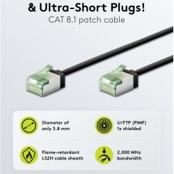 GOOBAY καλώδιο δικτύου 74352, CAT 8.1 U/FTP, ultra slim, copper, 40Gbps, 0.50m, μαύρο