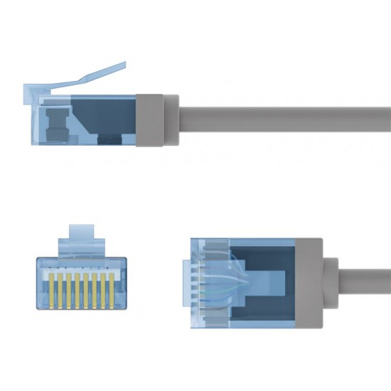 GOOBAY καλώδιο δικτύου 74224, CAT 6A U/UTP, ultra slim, copper, 500MHz, 3m, γκρι