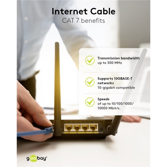 GOOBAY καλώδιο δικτύου 91581, CAT 7 S/FTP, copper, 500MHz, 0.50m, μαύρο