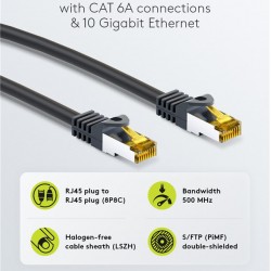 GOOBAY καλώδιο δικτύου 91572, CAT 7 S/FTP, copper, 500MHz, 0.25m, μαύρο