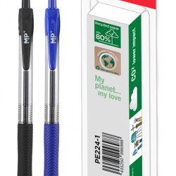 MP στυλό διαρκείας gel PE224-1, 0.7mm, μπλε & μαύρο, 2τμχ