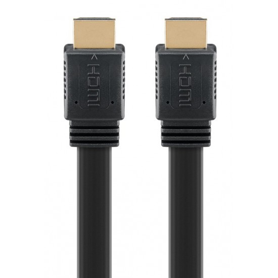 GOOBAY καλώδιο HDMI 2.0 61279, Ethernet flat, 4K/60Hz 18 Gbps, 2m, μαύρο