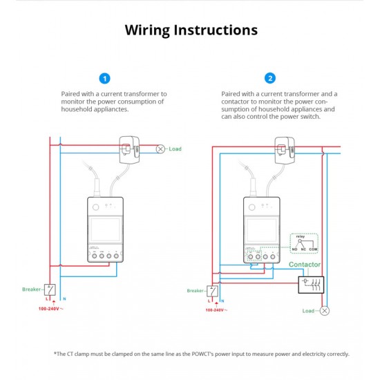SONOFF smart μετρητής κατανάλωσης ρεύματος POWCT, WiFi, 100A