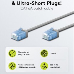 GOOBAY καλώδιο δικτύου 74221, CAT 6A U/UTP, ultra slim, copper, 500MHz, 0.5m, γκρι