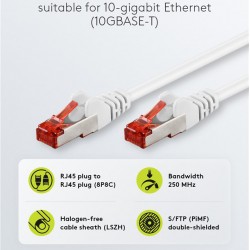 GOOBAY καλώδιο δικτύου 92462, CAT 6 S/FTP, copper, 250MHz, 0.15m, λευκό