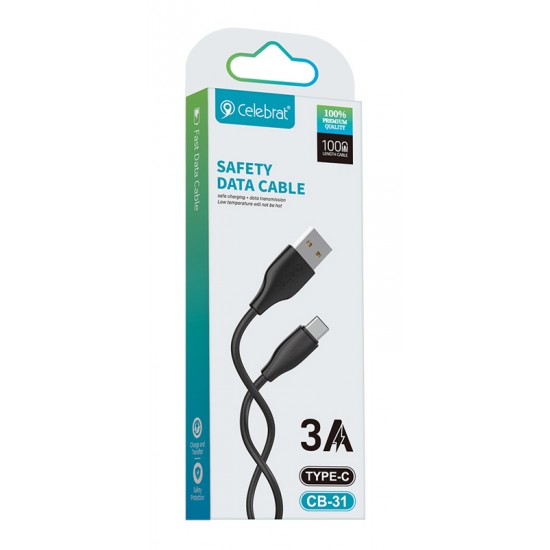 CELEBRAT καλώδιο USB-C σε USB CB-31A, 3A, 480Mbps, 1m, μαύρο