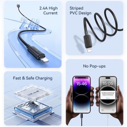 USAMS καλώδιο Lightning σε USB US-SJ689, 2.4A, 480Mbps, 1m, λευκό