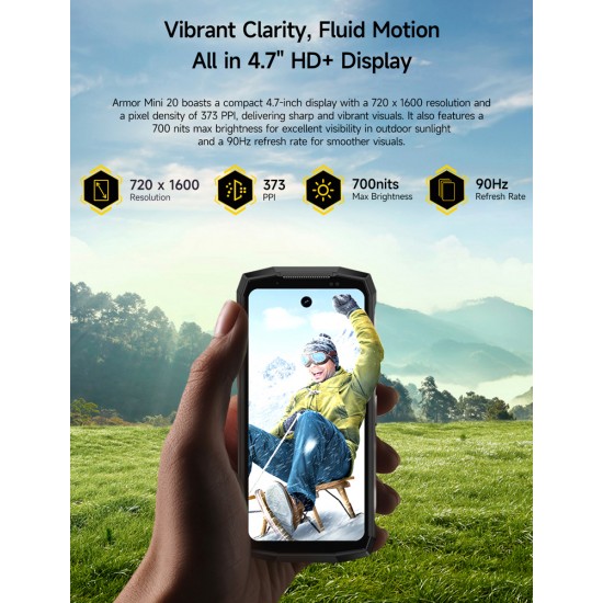 ULEFONE smartphone Armor Mini 20, 4.7", 8/256GB, 4G, 6200mAh, IP68/IP69K, μαύρο