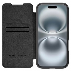 NILLKIN θήκη Qin Prop Leather για iPhone 16, δερμάτινη, μαύρη