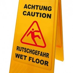 Προειδοποιητική πινακίδα "caution wet floor" 520112, 21-30x58cm, κίτρινη