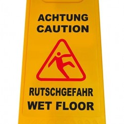 Προειδοποιητική πινακίδα "caution wet floor" 520112, 21-30x58cm, κίτρινη