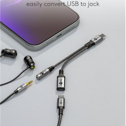 GOOBAY αντάπτορας USB-C σε 3.5mm & USB-C 74524, 60W, 480Mbps, γκρι