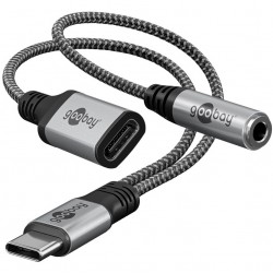 GOOBAY αντάπτορας USB-C σε 3.5mm & USB-C 74524, 60W, 480Mbps, γκρι