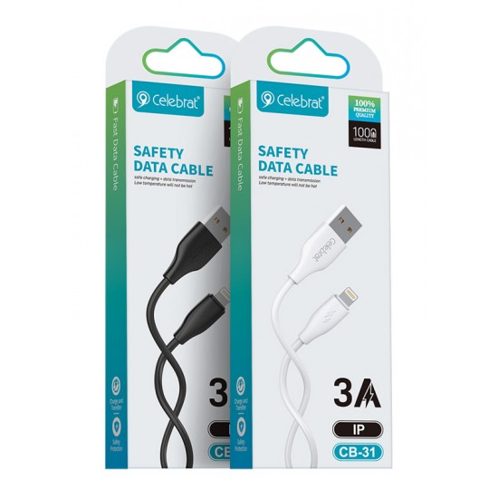 CELEBRAT καλώδιο Lightning σε USB CB-31, 3A, 480Mbps, 1m, μαύρο