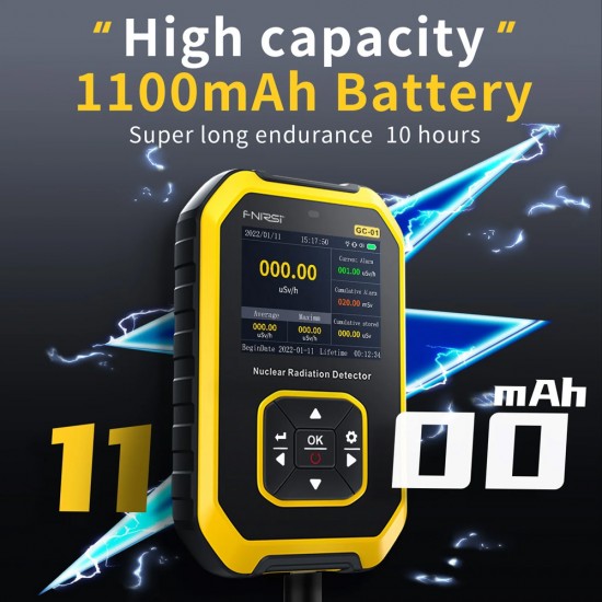 FNIRSI ψηφιακός μετρητής ακτινοβολίας GC-01, β/γ/Χ ακτίνες, επαναφορτιζόμενος