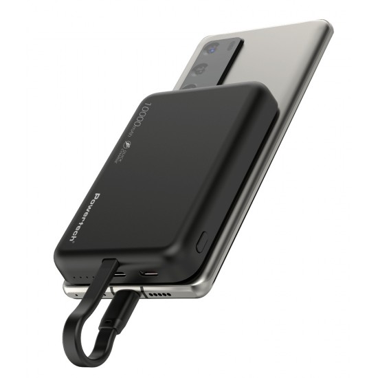 POWERTECH power bank PT-1376 με καλώδιο, 10000mah, magnetic wireless, 20W, μαύρο