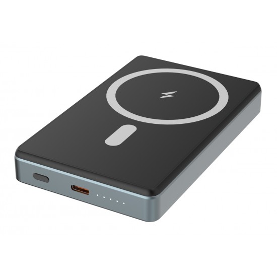 POWERTECH power bank PT-1377, 10000mah, magnetic wireless, 20W, γκρι