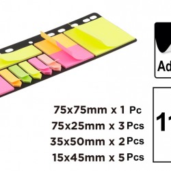 MP αυτοκόλλητα χαρτάκια σημειώσεων PN822, 11x 25τμχ, χρωματιστά