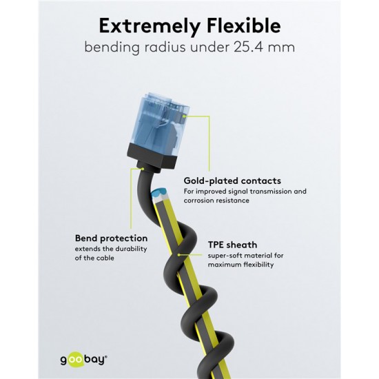 GOOBAY καλώδιο δικτύου 74232, CAT 6A U/UTP, ultra slim, copper, 500MHz, 0.50m, μαύρο