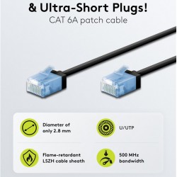 GOOBAY καλώδιο δικτύου 74232, CAT 6A U/UTP, ultra slim, copper, 500MHz, 0.50m, μαύρο