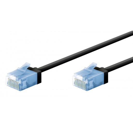 GOOBAY καλώδιο δικτύου 74232, CAT 6A U/UTP, ultra slim, copper, 500MHz, 0.50m, μαύρο