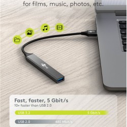 GOOBAY USB hub 74456, 4x θυρών, USB 3.2, 5Gbps, USB σύνδεση, γκρι